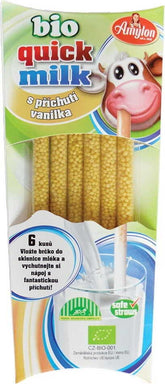 Pailles pour aromatiser le lait au goût vanille BIO (6 x 6 g) 36 g - AMYLON